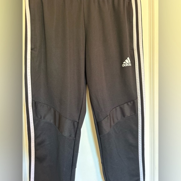 adidas Black skinny Track Pants with White Stripes with ankle zippers - Picture 7 of 7